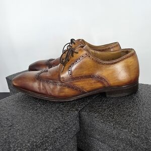 Magnanni Men's 11 M Cognac Brown Leather Wingtip Oxford Dress Shoes Spain 21042